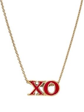 Tiny Tags XO Necklace 14K Gold Ion Plated Red Adjustable Gift Love Coquette Twee